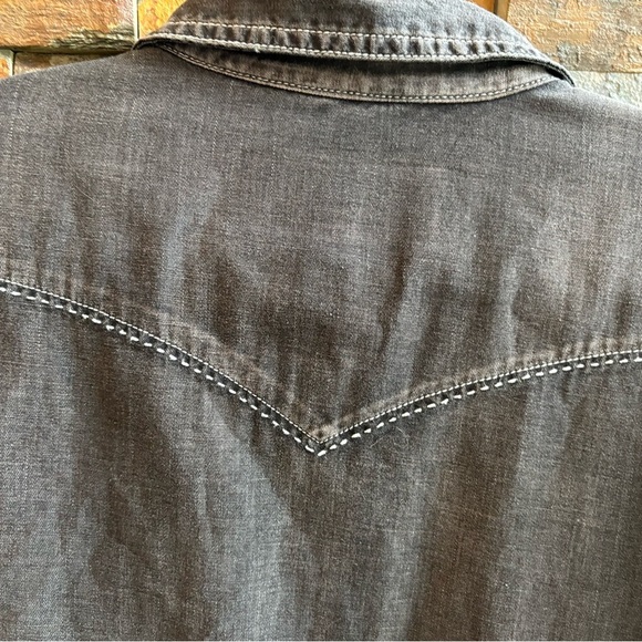 Ryan Michael Western Black Denim Wash 3/4 Long Sleeve Shirt Dress Snap button - Picture 7 of 7